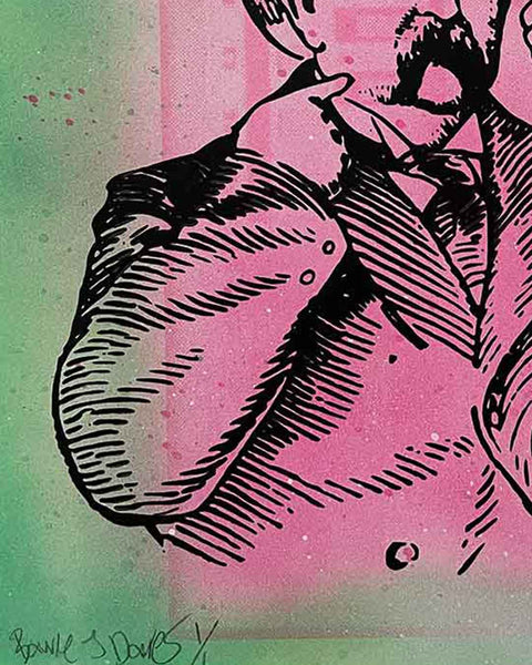 Green Weird Print by Barrie J Davies, Unframed Original Silkscreen print on paper (hand finished), edition of 1/1 A3 size 29cm x 42cm.