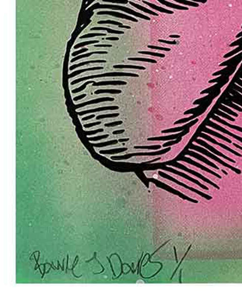 Green Weird Print by Barrie J Davies, Unframed Original Silkscreen print on paper (hand finished), edition of 1/1 A3 size 29cm x 42cm.