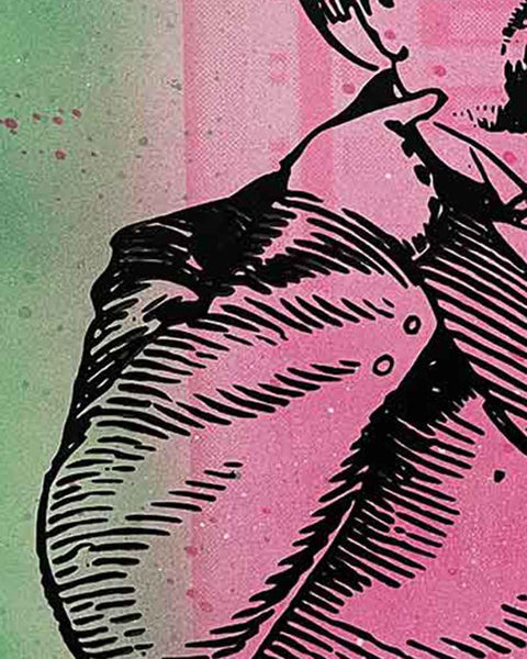 Green Weird Print by Barrie J Davies, Unframed Original Silkscreen print on paper (hand finished), edition of 1/1 A3 size 29cm x 42cm.