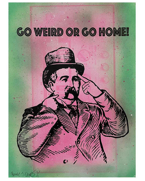 Green Weird Print by Barrie J Davies, Unframed Original Silkscreen print on paper (hand finished), edition of 1/1 A3 size 29cm x 42cm. 