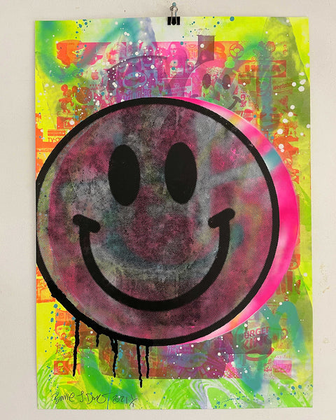 I Am Very Happy Now Print by Barrie J Davies, unframed Silkscreen print on paper (hand finished) edition of 1/1 - A2 size 42cm x 59.4cm.