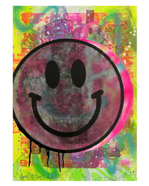 I Am Very Happy Now Print by Barrie J Davies, unframed Silkscreen print on paper (hand finished) edition of 1/1 - A2 size 42cm x 59.4cm.
