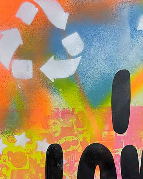 I love Crap Print by Barrie J Davies, Unframed Silkscreen print on paper (hand finished), edition of 1/1 A2 size 42cm x 59cm.