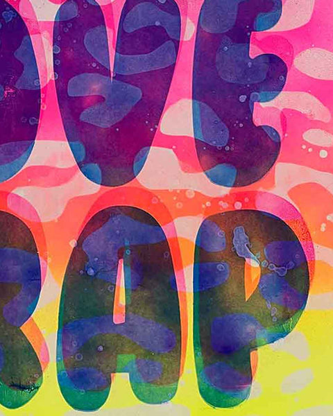 I Love Crap Water Print by Barrie J Davies, Unframed Silkscreen print on paper (hand finished), edition of 1/1 A3 size 29cm x 42cm.