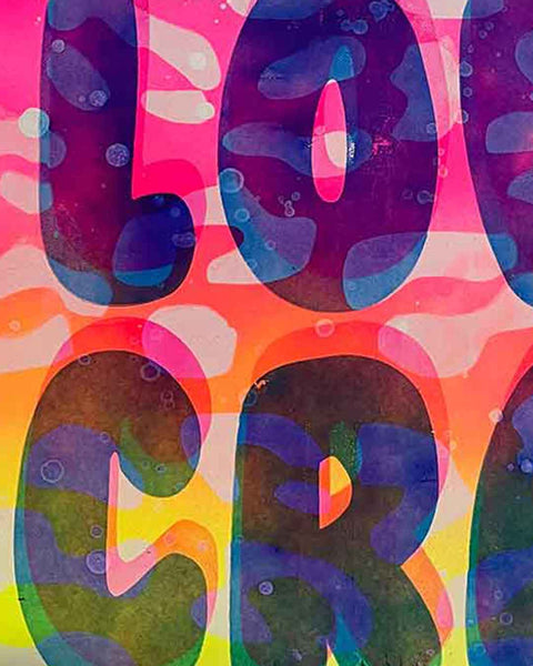 I Love Crap Water Print by Barrie J Davies, Unframed Silkscreen print on paper (hand finished), edition of 1/1 A3 size 29cm x 42cm.