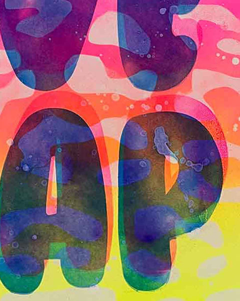 I Love Crap Water Print by Barrie J Davies, Unframed Silkscreen print on paper (hand finished), edition of 1/1 A3 size 29cm x 42cm.
