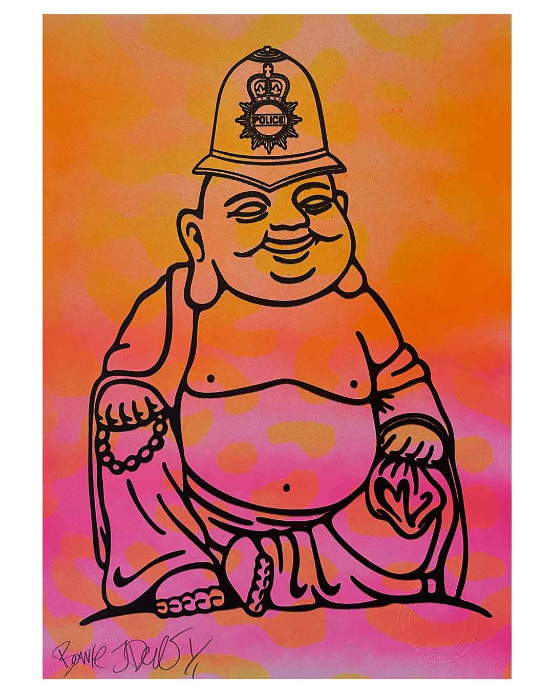 Karma Cop Print by Barrie J Davies, unframed Silkscreen print on paper (hand finished) edition of 1/1, A4 size 21 cm x 29.7 cm.