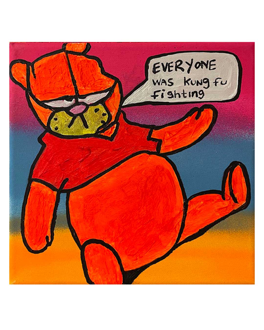 Kung Fu Painting by Barrie J Davies 2024, Mixed media on Canvas, 20 cm x 20 cm, Unframed and ready to hang.