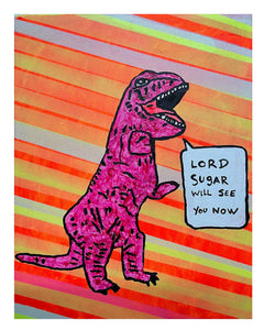 Lord Sugars Board Room Painting by Barrie J Davies 2024, Mixed media on Canvas, 21 cm x 29 cm, Unframed and ready to hang.