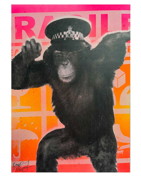 Magic Bored Ape Print by Barrie J Davies, unframed Silkscreen print on paper (hand finished) edition of 1/1, A4 size 29cm x 21cm.