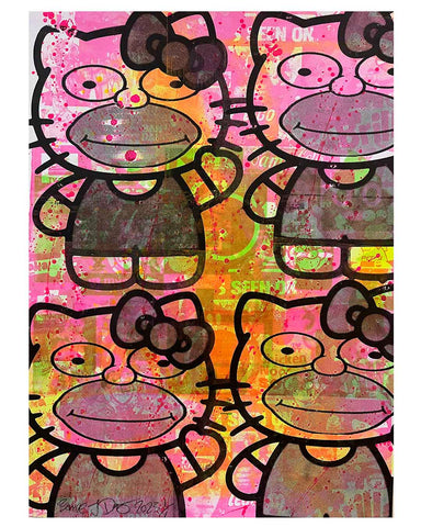 Magic Meow Homer Mix Print by Barrie J Davies 2023 - unframed Silkscreen print on paper (hand finished) edition of 1/1 - A2 size 42cm x 59.4cm.