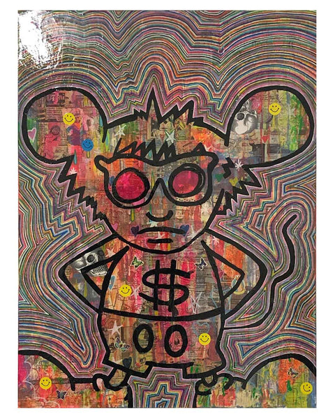Mandy Mouse Painting by Barrie J Davies, mixed media on canvas, Unframed, 60cm x 80cm.