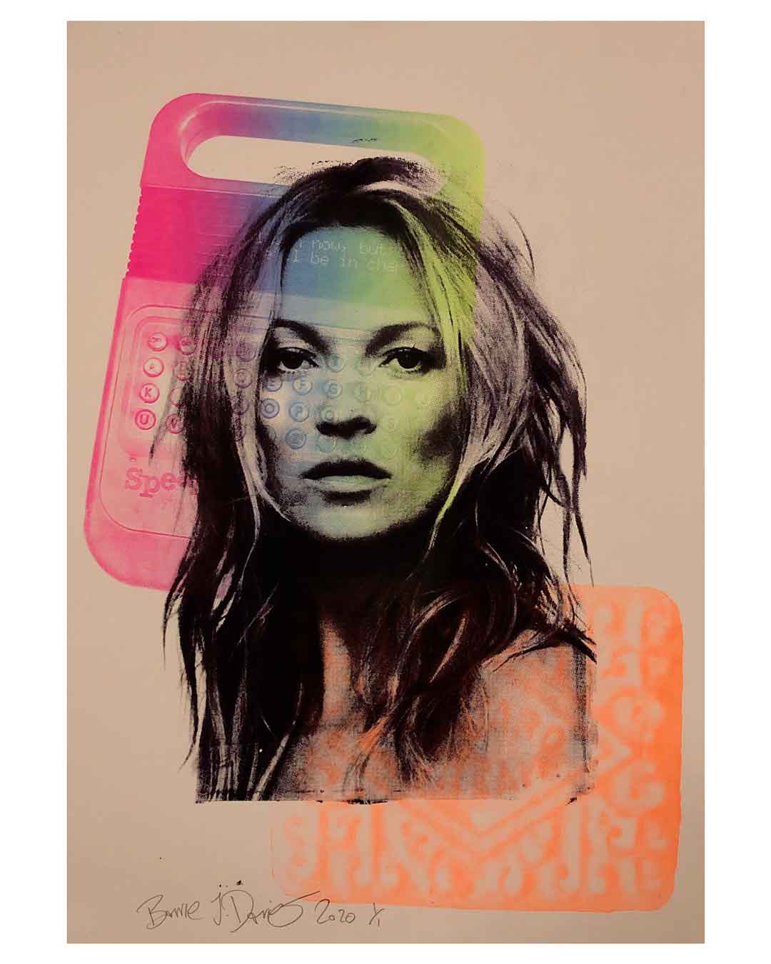 Mash up Print by Barrie J Davies,&nbsp;unframed Silkscreen print and paint on paper (hand finished) edition of 1/1 - A2 size 29cm x 42cm.