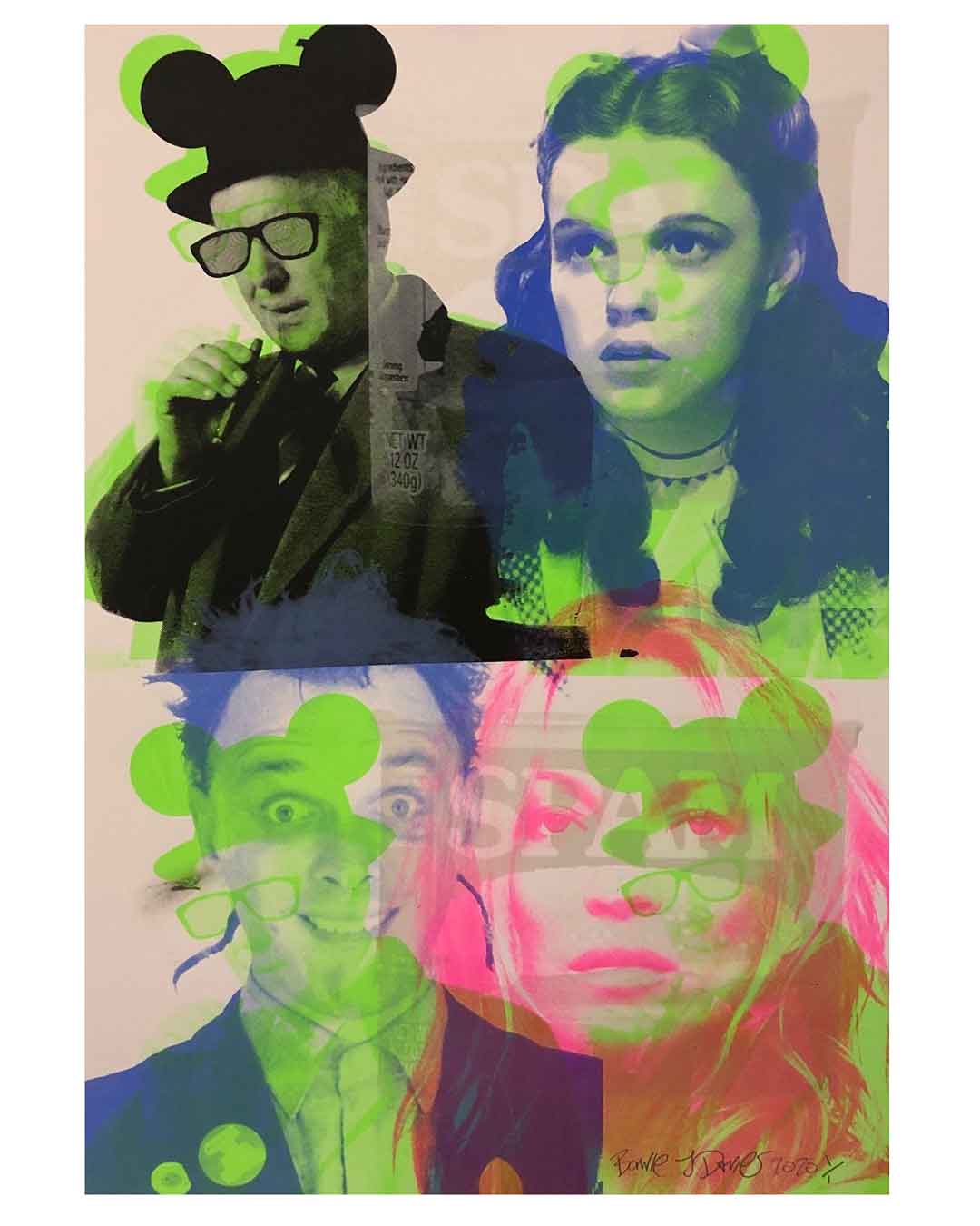 Mash up Print by Barrie J Davies, unframed Silkscreen print and paint on paper (hand finished) edition of 1/1 - A2 size 42cm x 59.4cm.