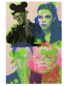 Mash up Print by Barrie J Davies, unframed Silkscreen print and paint on paper (hand finished) edition of 1/1 - A2 size 42cm x 59.4cm.