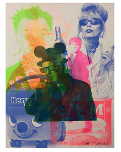 Mash Up Remix Print by Barrie J Davies, unframed Silkscreen print on paper (hand finished) edition of 1/1 - A2 size 42cm x 59.4cm.