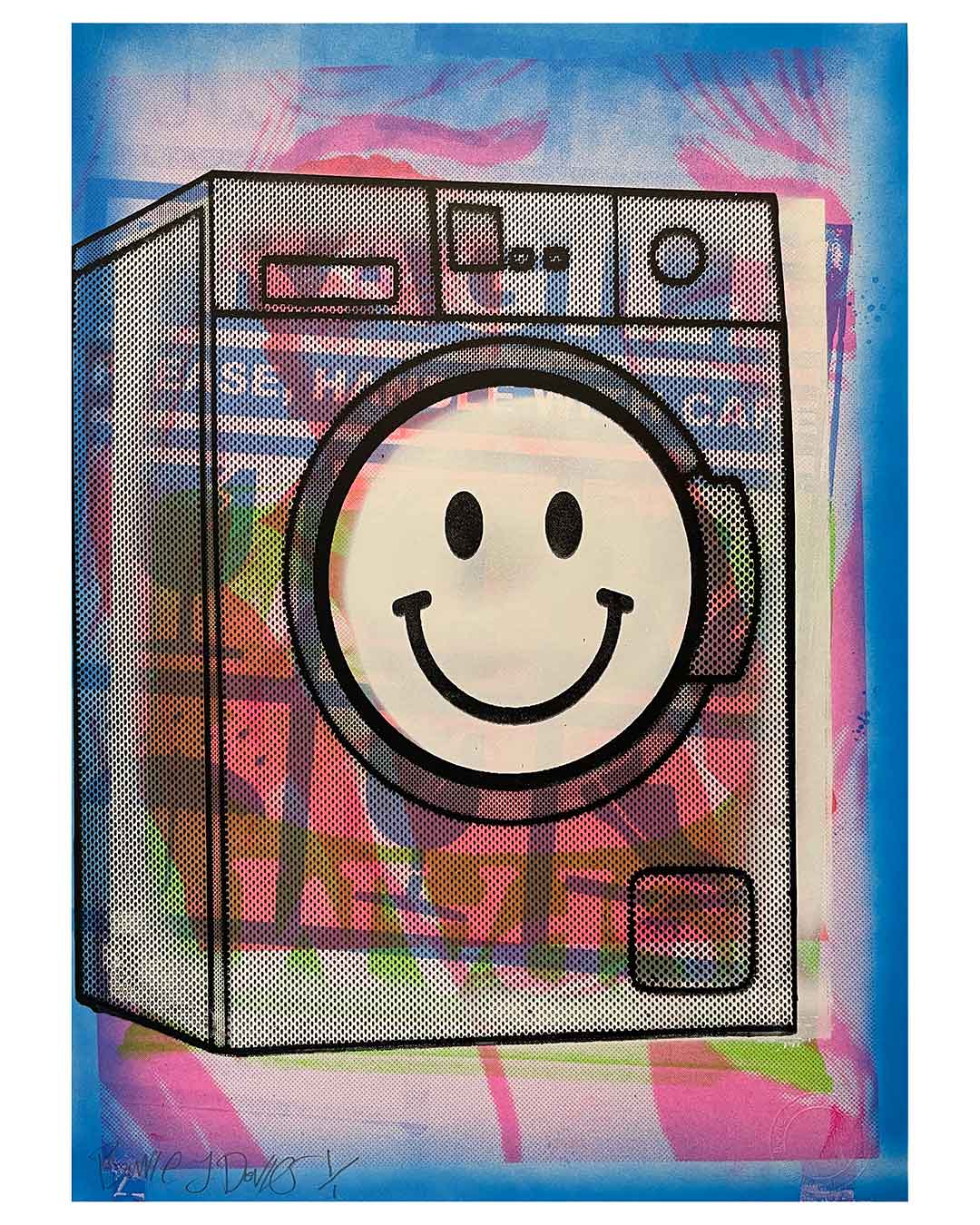 Moon Acid Rinse Print by Barrie J Davies, unframed Silkscreen print on paper (hand finished) edition of 1/1, A3 size 29.7 cm x 42 cm.
