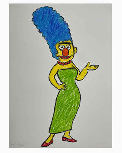 Mummy Has Gone Mad Drawing by Barrie J Davies 2023, Oil pastels on paper, (unframed)  A2 size 42cm x 59.4cm. 