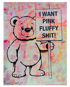 Mute Pink Fluffy Print by Barrie J Davies, unframed Silkscreen print on paper (hand finished)&nbsp;edition of 1/1, A4 size 21 cm x 29.7 cm.