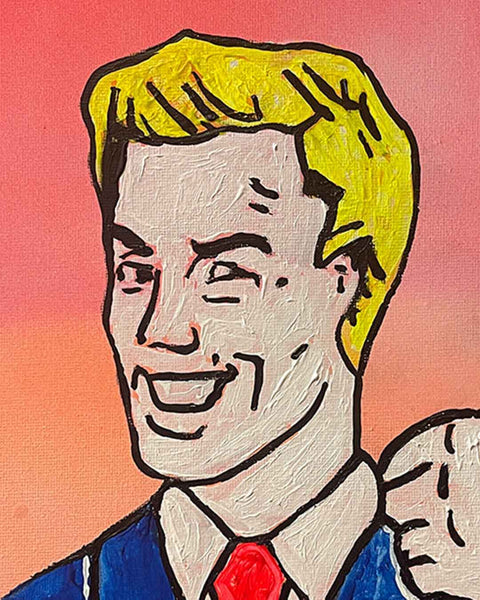 Naughty Nigel Painting Painting by Barrie J Davies, Mixed media on Canvas, 40 cm x 30 cm, Unframed and ready to hang.