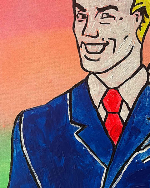 Naughty Nigel Painting Painting by Barrie J Davies, Mixed media on Canvas, 40 cm x 30 cm, Unframed and ready to hang.