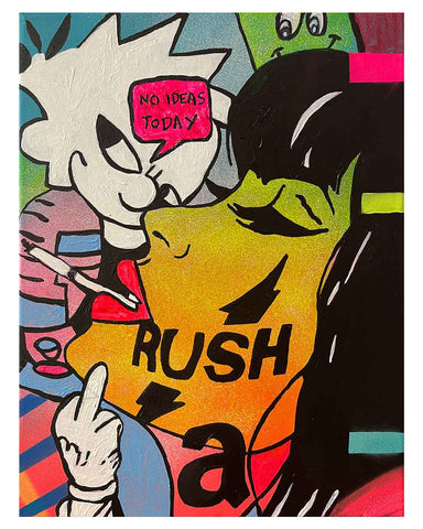 No Ideas Painting by Barrie J Davies, Mixed media on Canvas, 40 cm x 30 cm, Unframed and ready to hang.