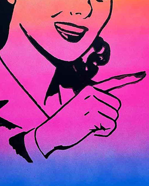 No More Boring Art Raver Print by Barrie J Davies, Unframed Silkscreen print on paper (hand finished), edition of 1/1 A3 size 29cm x 42cm.  