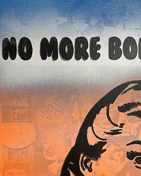 No More Boring Art Stripe Print by Barrie J Davies, Unframed Silkscreen print on paper (hand finished), edition of 1/1 A3 size 29cm x 42cm.