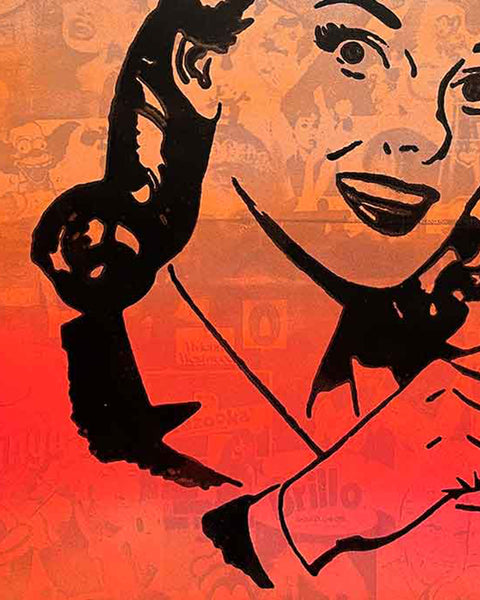 No More Boring Art Stripe Print by Barrie J Davies, Unframed Silkscreen print on paper (hand finished), edition of 1/1 A3 size 29cm x 42cm.