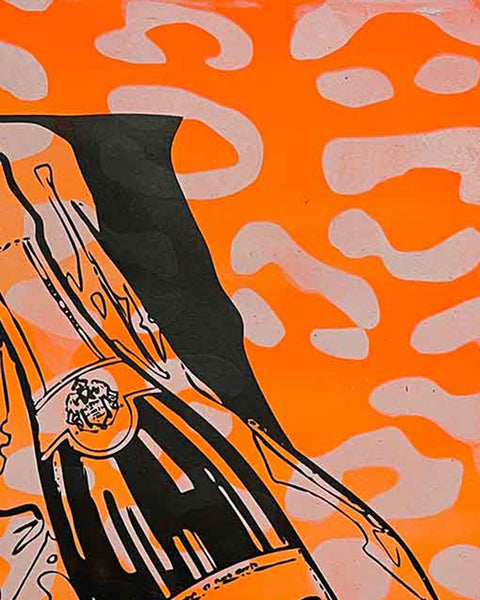 Orange Leopard Fuck It Print by Barrie J Davies, Unframed Silkscreen print on paper (hand finished), edition of 1/1 A3 size 29cm x 42cm.