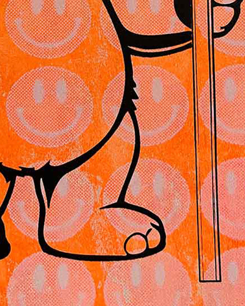 Orange Pink Fluffy Print by Barrie J Davies, unframed Silkscreen print on paper (hand finished) edition of 1/1, A4 size 21 cm x 29.7 cm.