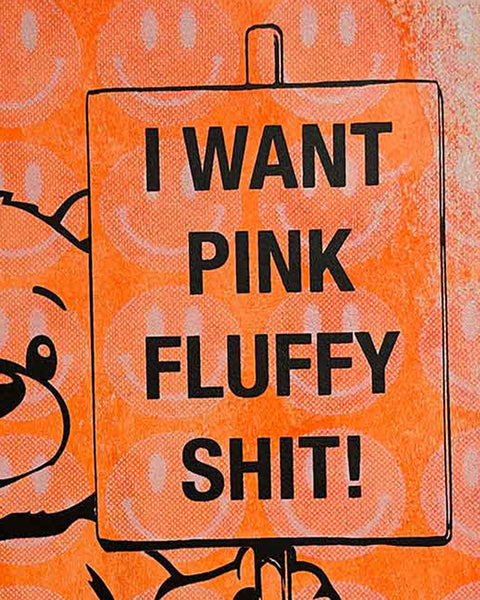 Orange Pink Fluffy Print by Barrie J Davies, unframed Silkscreen print on paper (hand finished) edition of 1/1, A4 size 21 cm x 29.7 cm.