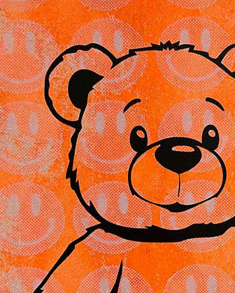 Orange Pink Fluffy Print by Barrie J Davies, unframed Silkscreen print on paper (hand finished) edition of 1/1, A4 size 21 cm x 29.7 cm.