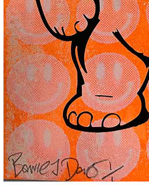 Orange Pink Fluffy Print by Barrie J Davies, unframed Silkscreen print on paper (hand finished) edition of 1/1, A4 size 21 cm x 29.7 cm.