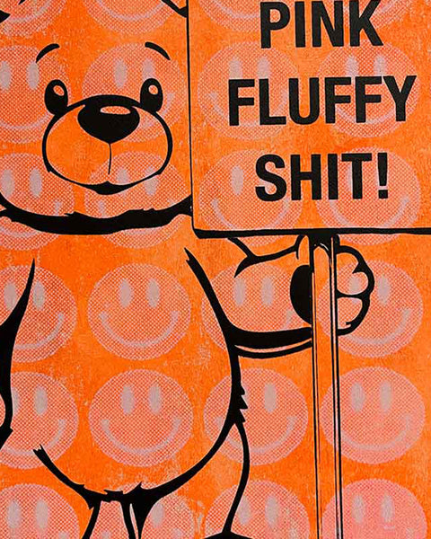 Orange Pink Fluffy Print by Barrie J Davies, unframed Silkscreen print on paper (hand finished) edition of 1/1, A4 size 21 cm x 29.7 cm.