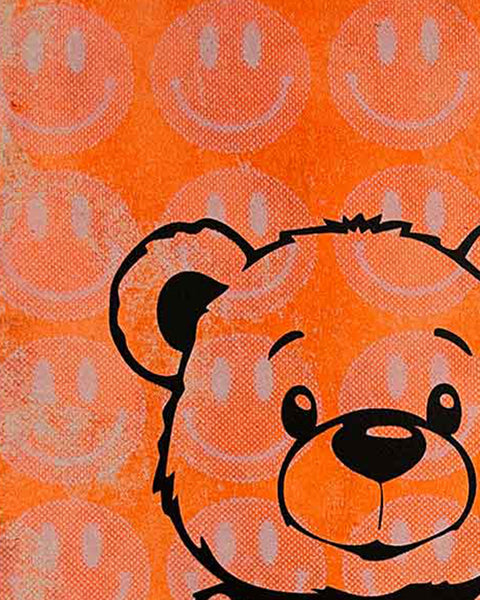 Orange Pink Fluffy Print by Barrie J Davies, unframed Silkscreen print on paper (hand finished) edition of 1/1, A4 size 21 cm x 29.7 cm.