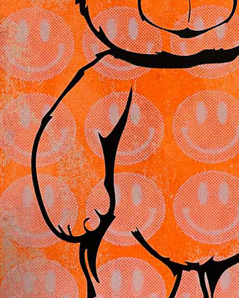 Orange Pink Fluffy Print by Barrie J Davies, unframed Silkscreen print on paper (hand finished) edition of 1/1, A4 size 21 cm x 29.7 cm.