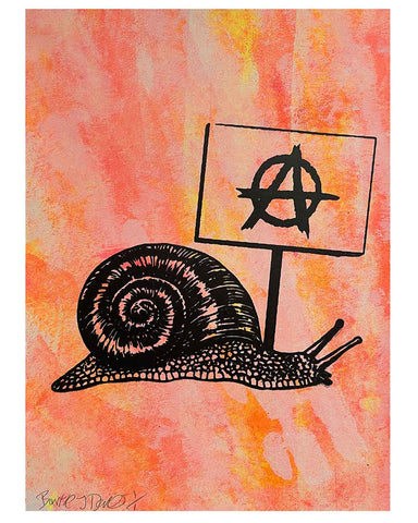Orange Slow Punk Print by Barrie J Davies, unframed Silkscreen print on paper (hand finished) edition of 1/1, A3 size 29.7 cm x 42 cm.