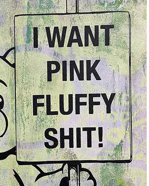 Pink Fluffy Print by Barrie J Davies, unframed Silkscreen print on paper (hand finished) edition of 1/1, A4 size 21 cm x 29.7 cm.