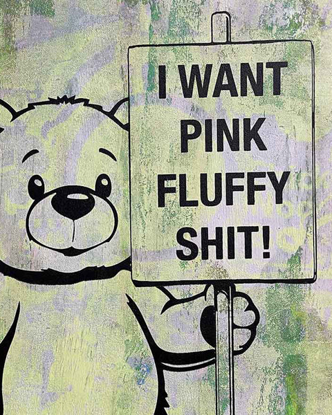 Pink Fluffy Print by Barrie J Davies, unframed Silkscreen print on paper (hand finished) edition of 1/1, A4 size 21 cm x 29.7 cm.