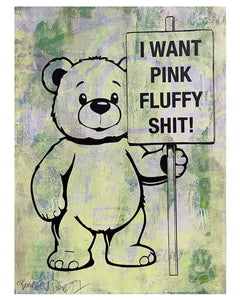 Pink Fluffy Print by Barrie J Davies, unframed Silkscreen print on paper (hand finished) edition of 1/1, A4 size 21 cm x 29.7 cm.