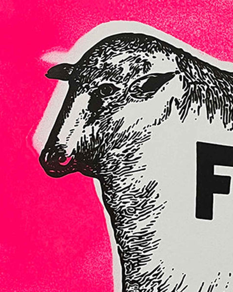 Pink Free Hugs Print by Barrie J Davies, unframed Silkscreen print on paper (hand finished) edition of 1/1 - A3 size 42.0 cm x 29.7cm