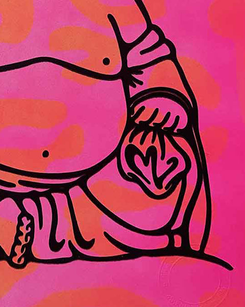 Pink Karma Cop Print by Barrie J Davies, unframed Silkscreen print on paper (hand finished) edition of 1/1, A4 size 21 cm x 29.7 cm.