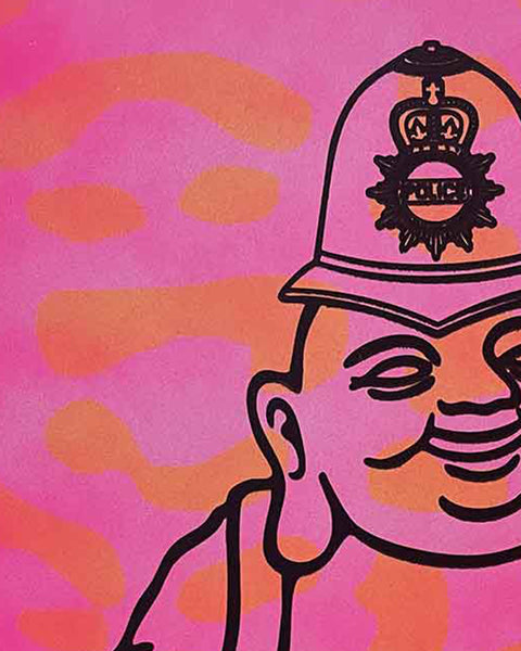 Pink Karma Cop Print by Barrie J Davies, unframed Silkscreen print on paper (hand finished) edition of 1/1, A4 size 21 cm x 29.7 cm.