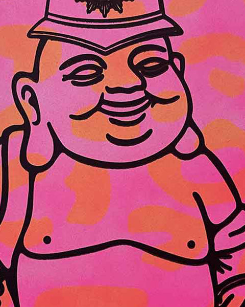 Pink Karma Cop Print by Barrie J Davies, unframed Silkscreen print on paper (hand finished) edition of 1/1, A4 size 21 cm x 29.7 cm.