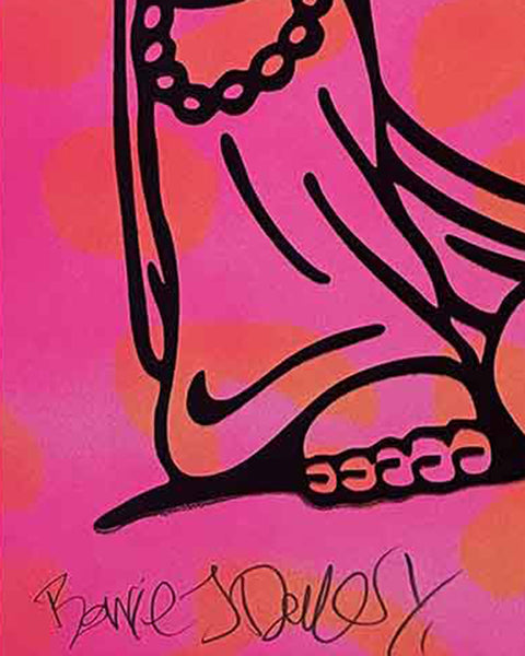 Pink Karma Cop Print by Barrie J Davies, unframed Silkscreen print on paper (hand finished) edition of 1/1, A4 size 21 cm x 29.7 cm.