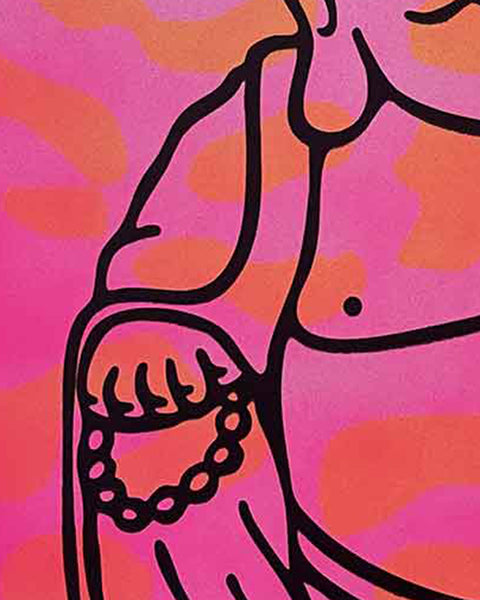 Pink Karma Cop Print by Barrie J Davies, unframed Silkscreen print on paper (hand finished) edition of 1/1, A4 size 21 cm x 29.7 cm.