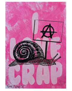 Pink Slow Punk Crap Print by Barrie J Davies, unframed Silkscreen print on paper (hand finished) edition of 1/1, A3 size 29.7 cm x 42 cm.