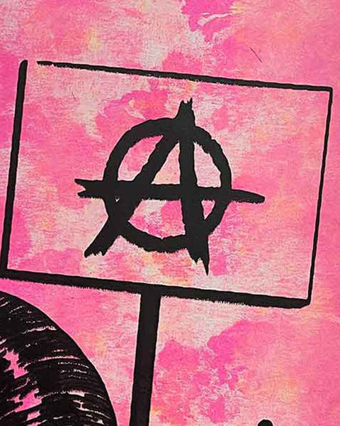 Pink Slow Punk Print by Barrie J Davies, unframed Silkscreen print on paper (hand finished) edition of 1/1, A3 size 29.7 cm x 42 cm.