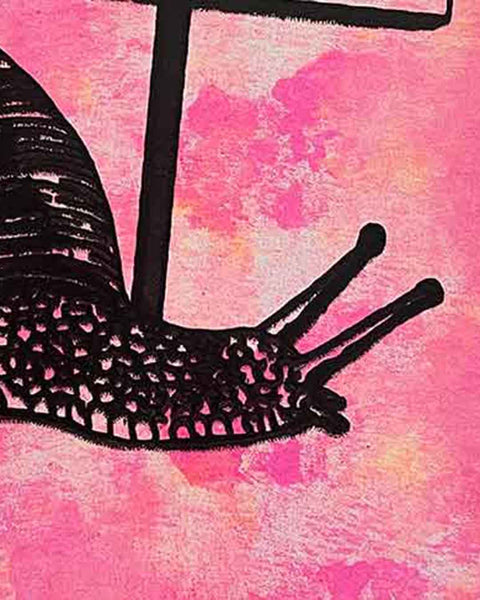 Pink Slow Punk Print by Barrie J Davies, unframed Silkscreen print on paper (hand finished) edition of 1/1, A3 size 29.7 cm x 42 cm.